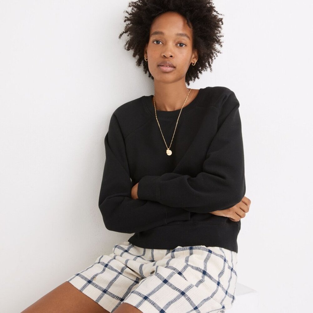 Madewell (Re)sourced Cotton Shrunken Sweatshirt -- Medium, True Black